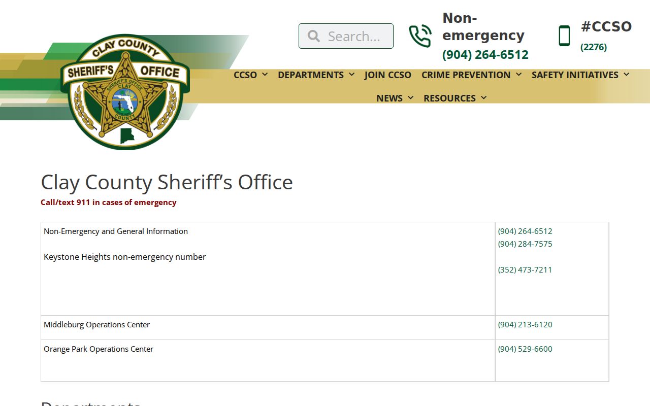 Clay County arrest lookup sheriff contact channels