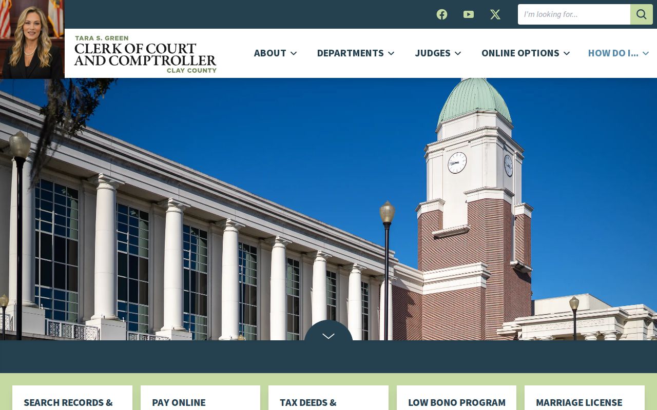 Clay County criminal history Clerk court services homepage