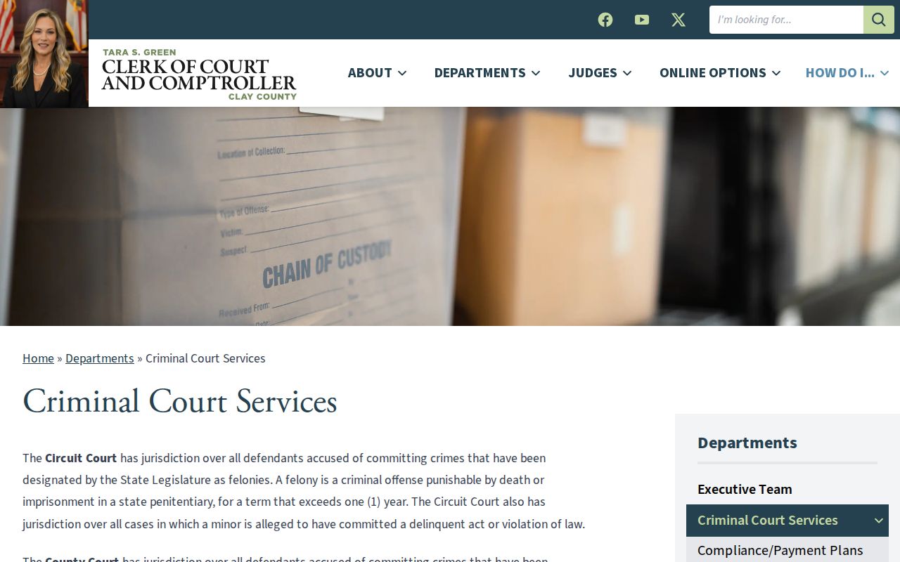 Clay County criminal court cases Criminal Court Services