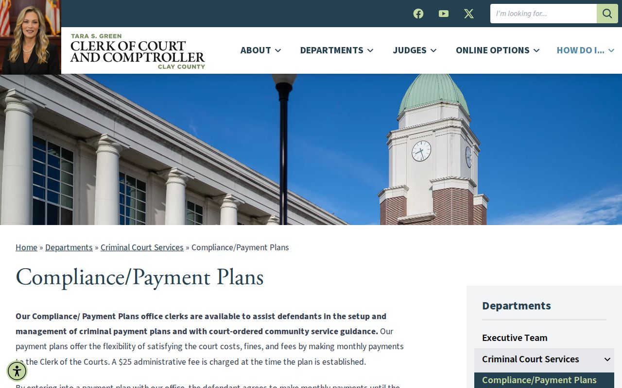 Clay County criminal court case compliance payment plans