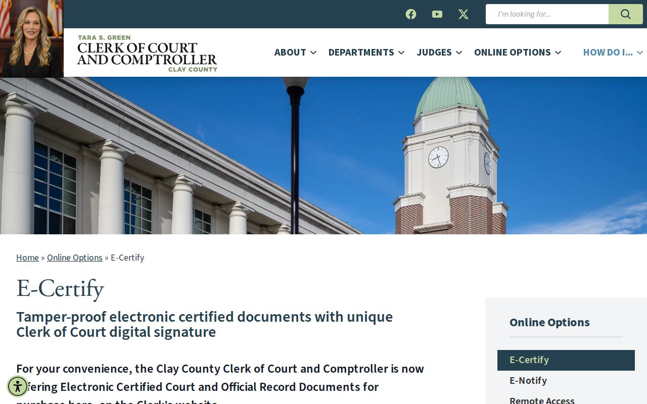 Clay County criminal court cases E-Certify service