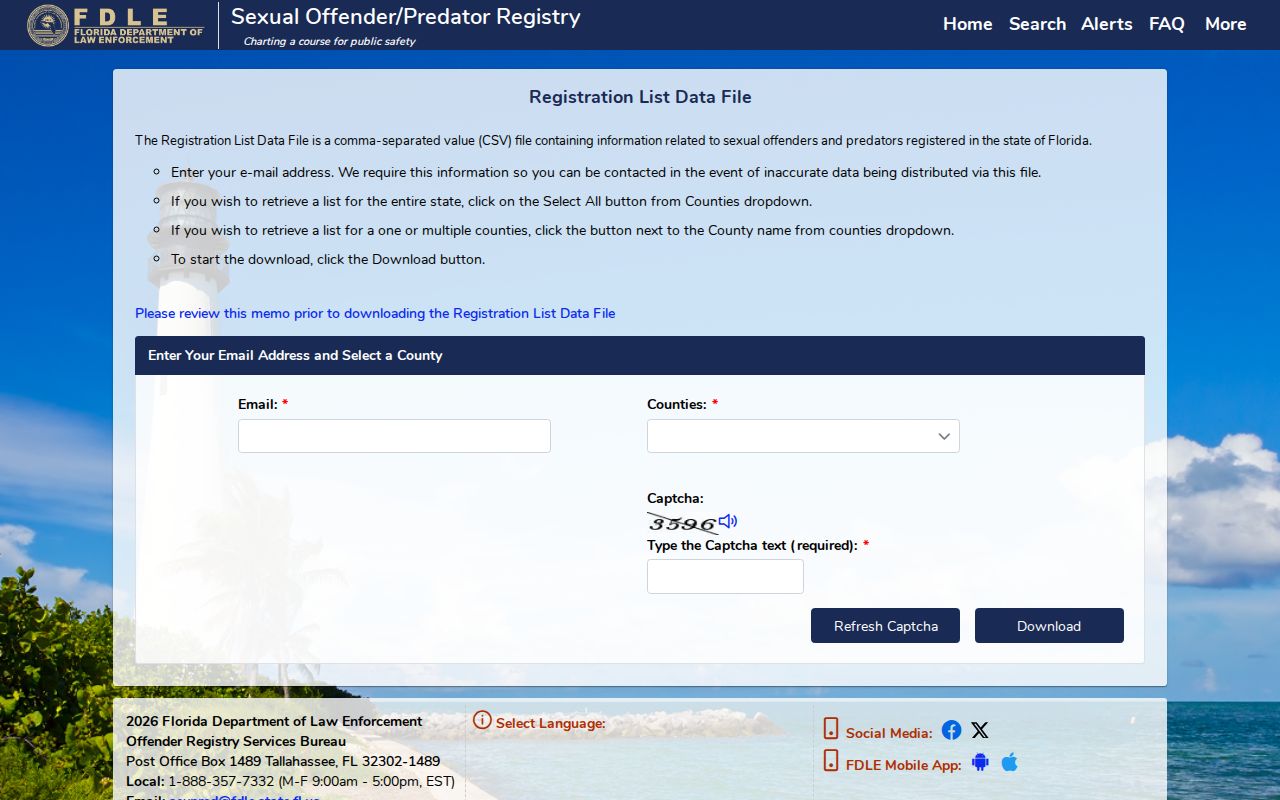 Clay County sex offender registry public data download